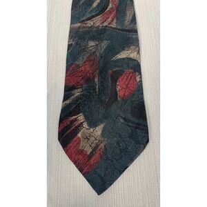 Jsaco 100% Silk Neck Tie, Black, Teal, Burgundy, Tan Graphic Print,‎ 57 inches